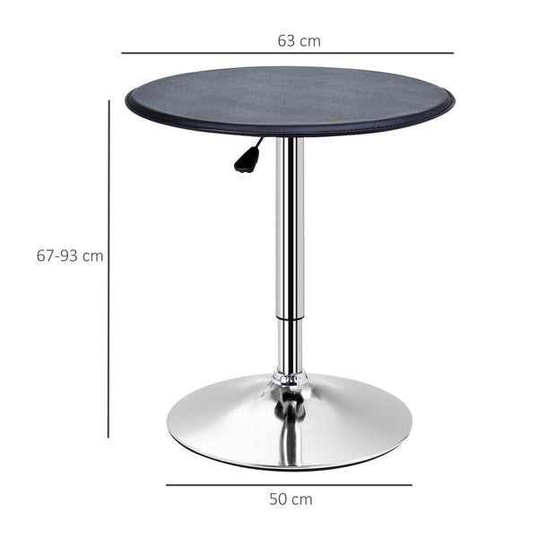 Mesa de Bar com Altura Ajustável Giratória 360° com Base Redonda Mesa Alta Moderna para Cozinha Sala de Jantar Ø63x67-93 cm Preto