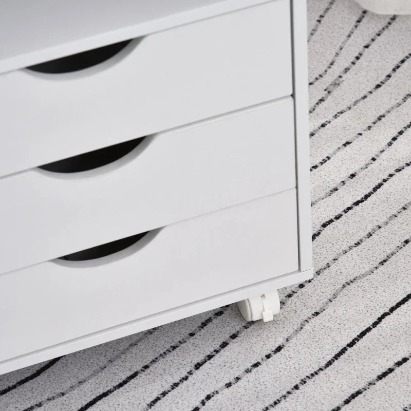 Móveis auxiliares para escritório Estudo Grande espaço de armazenamento com 3 gavetas 4 prateleiras abertas 4 rodas 40x30x83 cm Branco