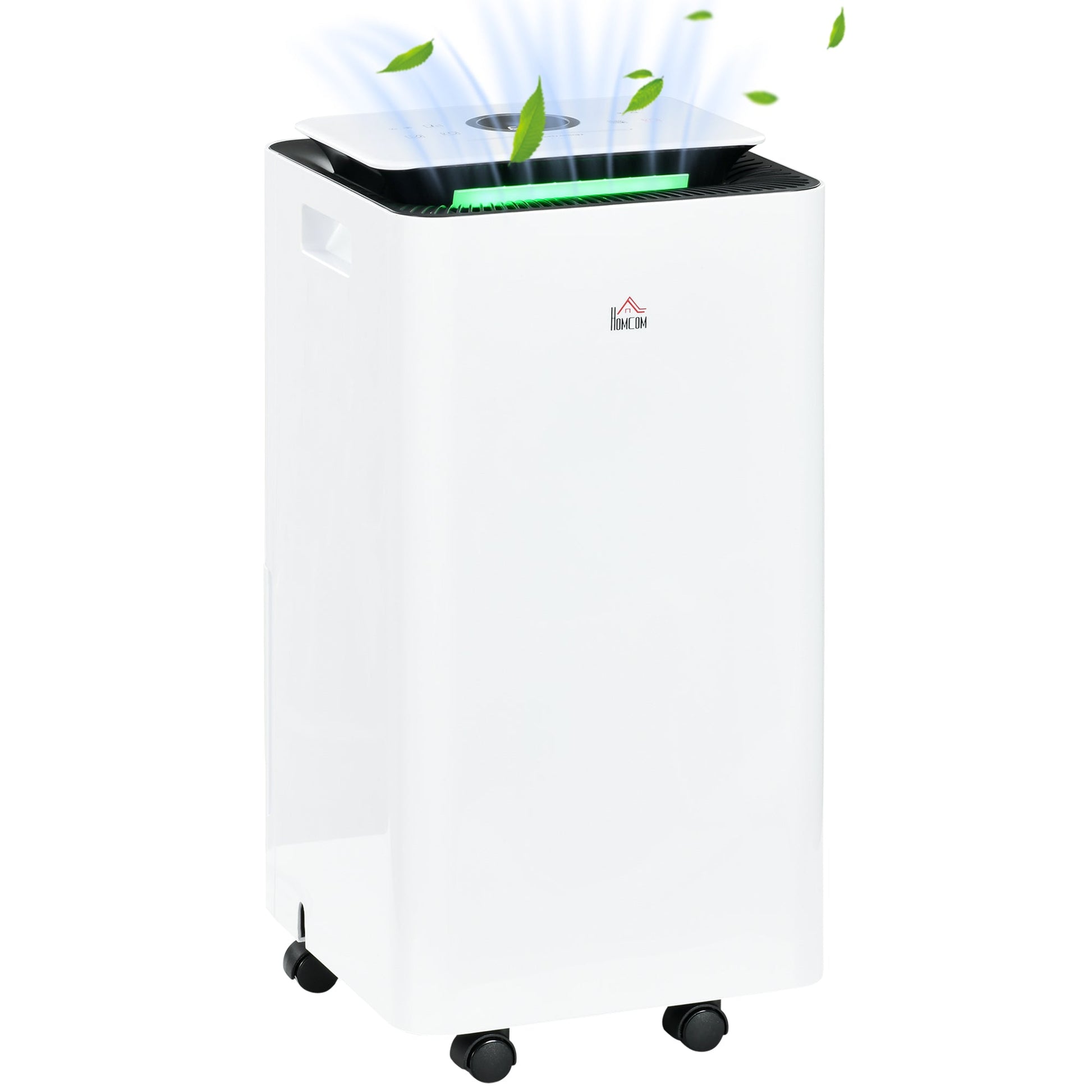 Desumidificador Elétrico 10L/dia Depósito de Água 2,5L Desumidificador de Ar Silencioso com 5 Modos 2 Velocidades Ecrã LED e Temporizador para Dormitórios Sala de Estar 25x25x50,5 cm Branco