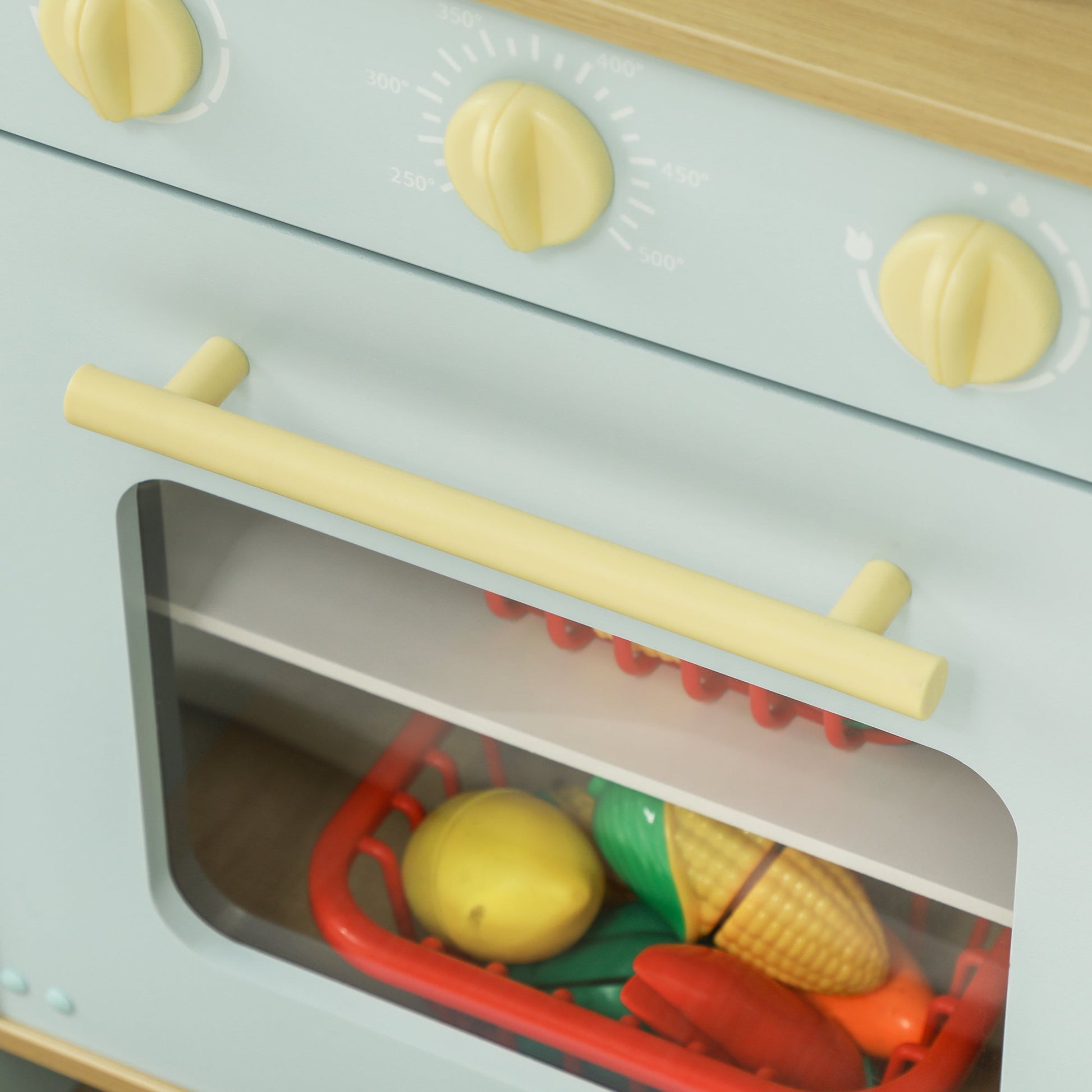AIYAPLAY Cozinha de Madeira para Crianças acima de 3 Anos Cozinha de Brincar Infantil com Som Fogão Lavatório Micro-Ondas e Acessórios Azul