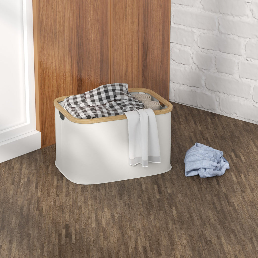 Cesto para Roupa Dobrável Cesto para Roupa Suja 36 L com Pega para Casa de Banho Dormitório Lavandaria 44,3x33,3x26,5 cm Creme