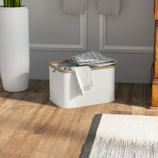 Cesto para Roupa Dobrável Cesto para Roupa Suja 36 L com Pega para Casa de Banho Dormitório Lavandaria 44,3x33,3x26,5 cm Creme