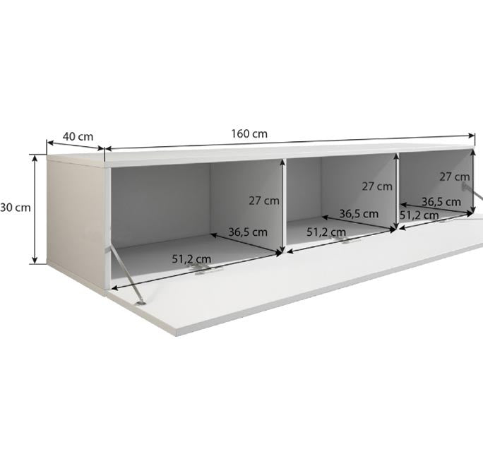 Conjunto de Sala Alpendorada – 2,6 m – Modular em Branco com Móvel TV, Vitrines e Estantes – Design Moderno