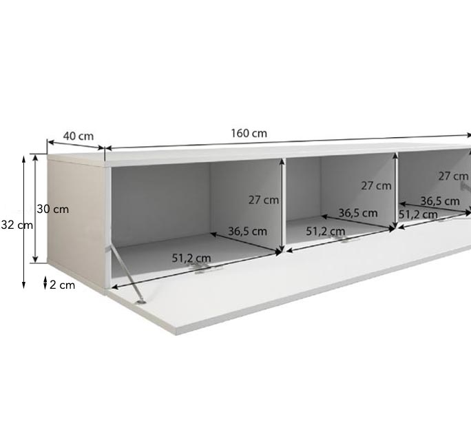 Móvel de TV Lukes – Preto e Branco – 160x40x32 cm – 1 Porta Abatível e 3 Compartimentos com Pés
