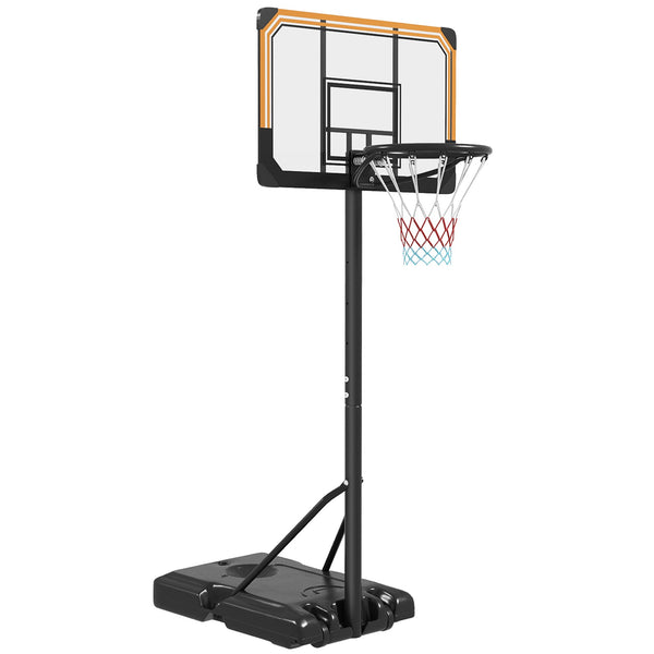 SPORTNOW Tabela de Basquetebol de Exterior com Altura Ajustável 235-264 cm Tabela de Basquetebol com Suporte para Bola Rodas e Base Recarregável Preto