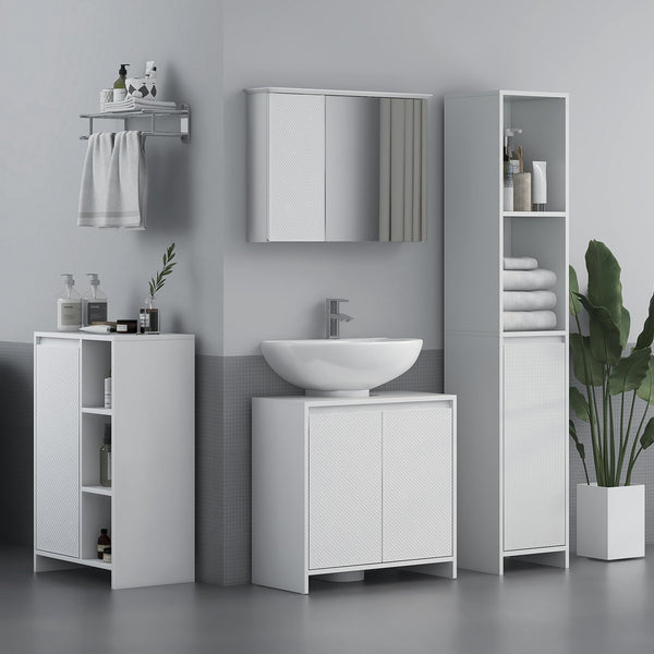 Armário Casa de Banho com Espelho Armário com Espelho para Casa de Banho com Prateleira Ajustável Móvel Casa de Banho Estilo Moderno 65x15x49 cm Branco