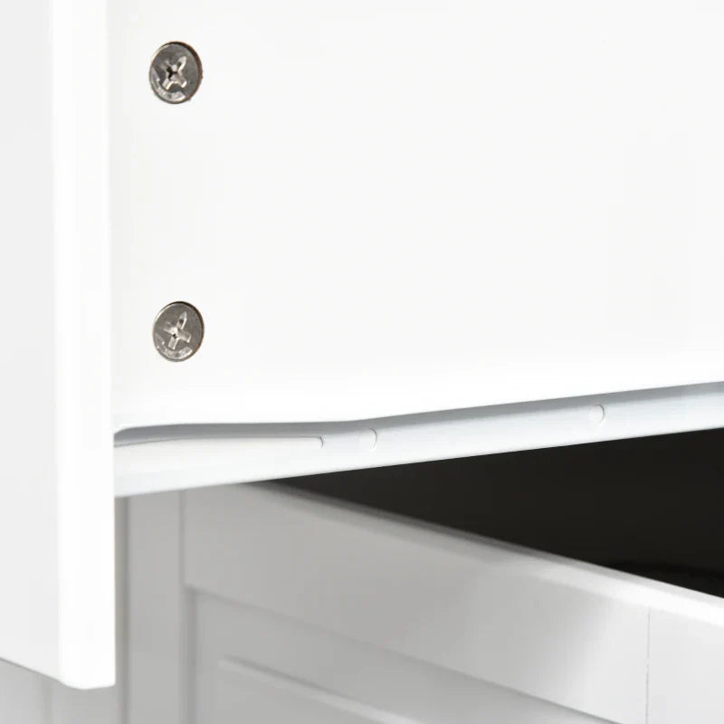 Carrinho de Cozinha com Rodas Carrinho de Cozinha com Bancada Rebatível 3 Gavetas 1 Armário com Prateleira Interior Ajustável e Suporte para Temperos 128,8x75,5x92,5cm Branco e Natural