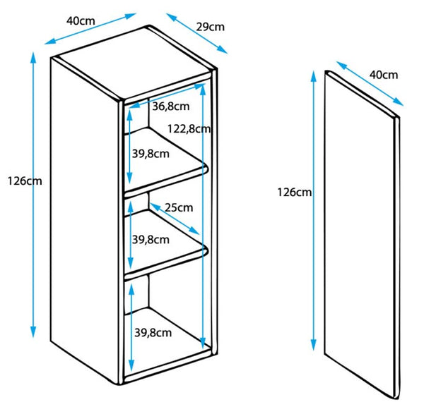 Armário Suspenso Almeirim – 30x120 cm – Carvalho com Porta Alto Brilho e Cantos Arredondados