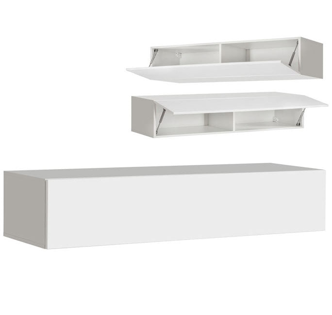 Armário de Parede Castêlo – 160x30 cm – Branco e Preto com Porta Alto Brilho – Suspenso e Reversível