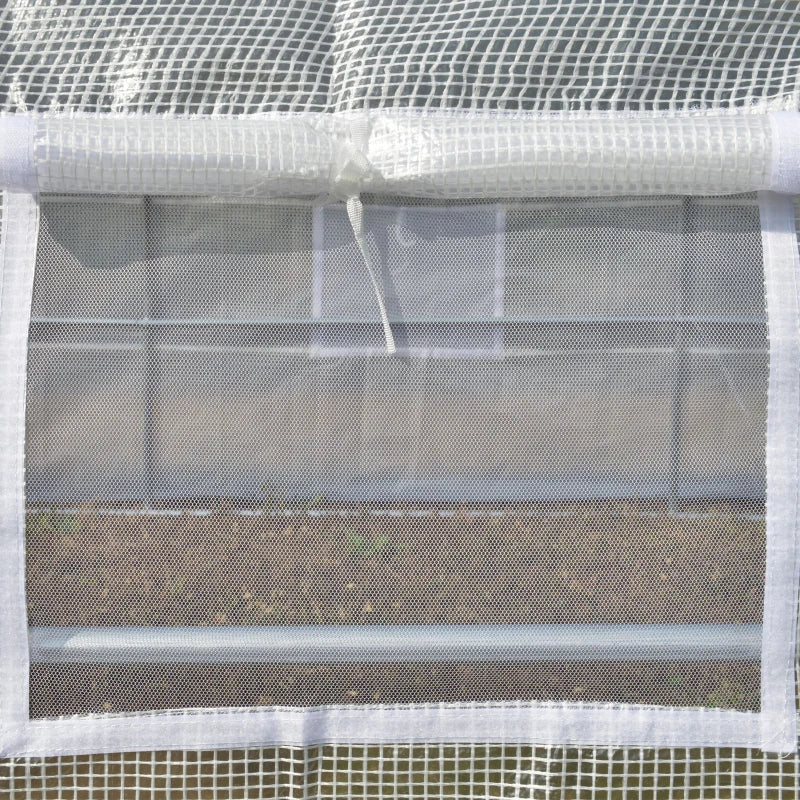 Estufa Tipo Túnel de Jardim 4x3x2m com Porta Enrolável 8 Janelas Cobertura de PE 140g/m² e Metal Galvanizado para Cultivos de Plantas Verduras Branco