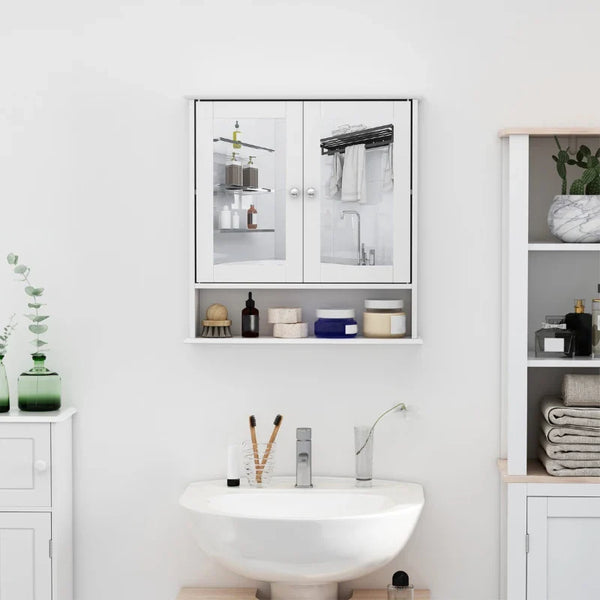Armário de parede com 3 níveis de armazenamento de placa forte branco 56x13x58cm