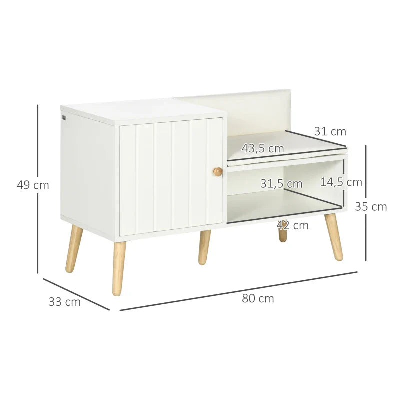 Banco Sapateira com Compartimento Aberto e Almofada Acolchoada para 4 Pares de Sapatos para Entrada Corredor 80x33x49cm Branco