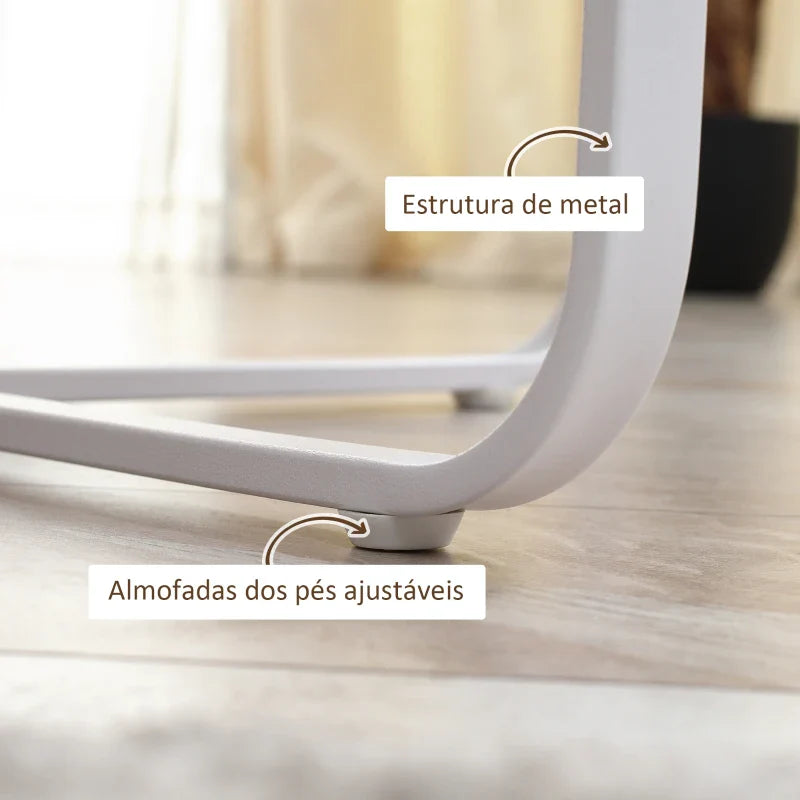 Conjunto de 2 Mesas de Centro Ø65x32cm e Ø45x26cm Mesas de Sala de Estar Redondas com Bancada de Madeira e Pés de Metal para Dormitório Madeira e Branco