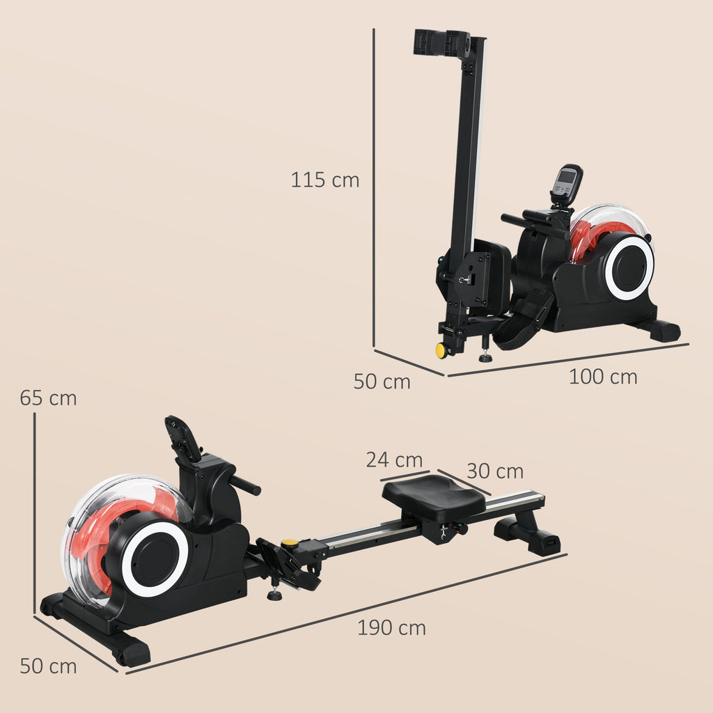 Máquina de Remo com 6 Níveis de Resistência Máquina de Remo para Casa Dobrável com Ecrã LCD Rodas Máquina de Remar para Treino em Ginásio Preto - A minha loja