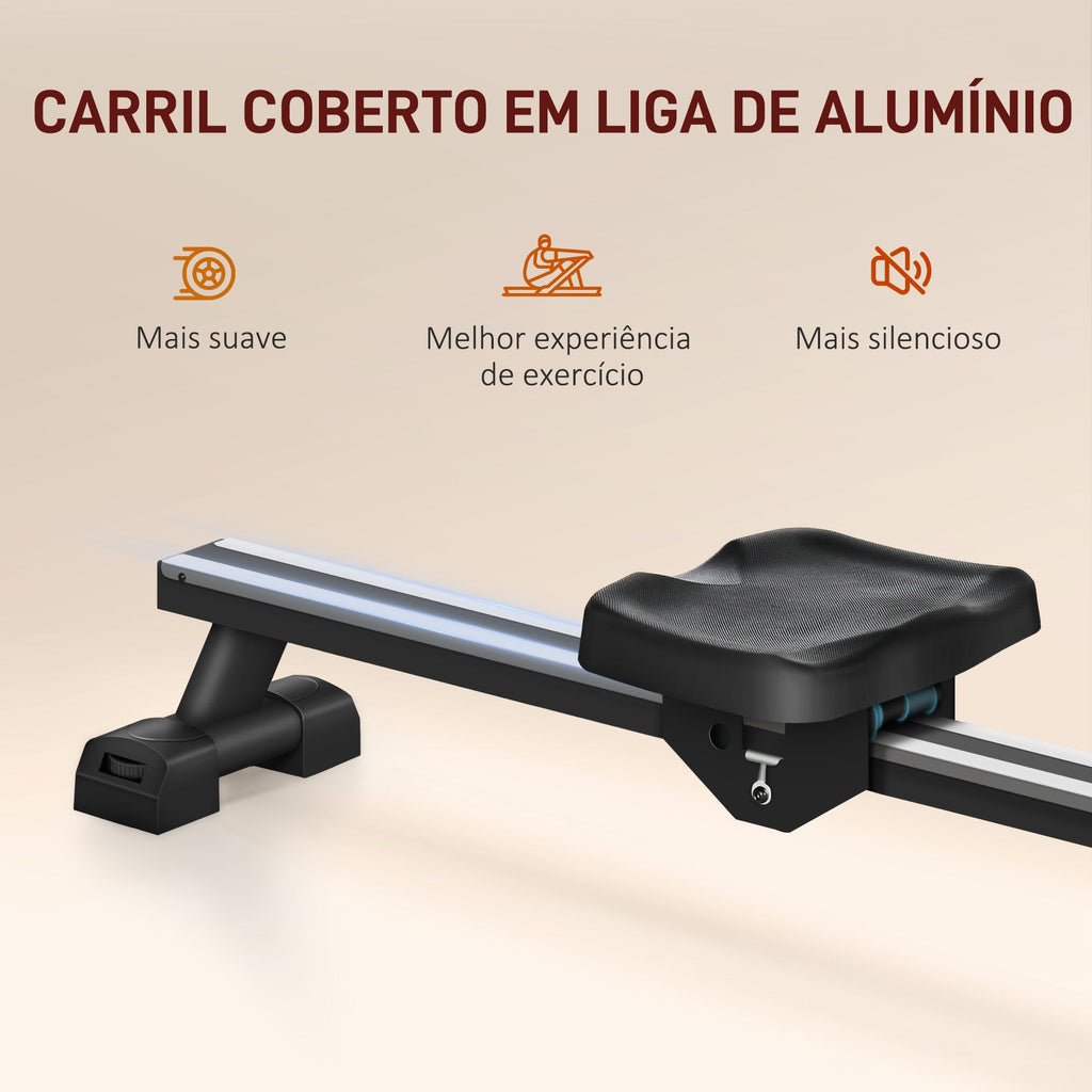 Máquina de Remo com 6 Níveis de Resistência Máquina de Remo para Casa Dobrável com Ecrã LCD Rodas Máquina de Remar para Treino em Ginásio Preto - A minha loja