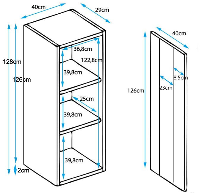 Vitrine Rialba de 128cm com Luzes LED - Preto - Design Moderno