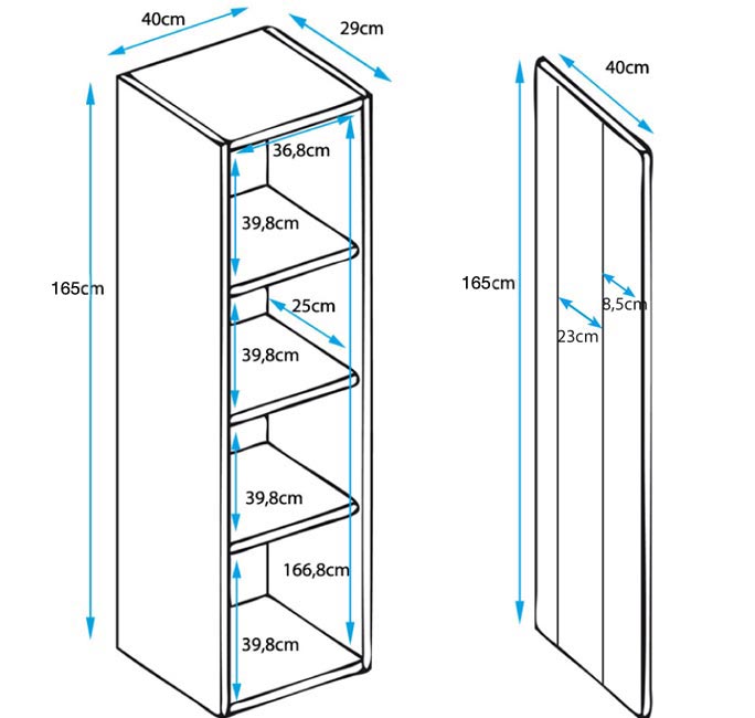 Conjunto de Móveis de Sala Moimenta – 1,6 m – Modular em Branco com Móvel TV, Vitrine e Estantes – Design Moderno