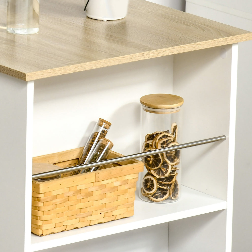 Mesa de Bar de Bistrô com 3 Prateleiras com Suporte Estilo Moderno para Cozinha Sala de Jantar Sala de Estar Estrutura de Melamina 112x57x106 cm Branco - A minha loja