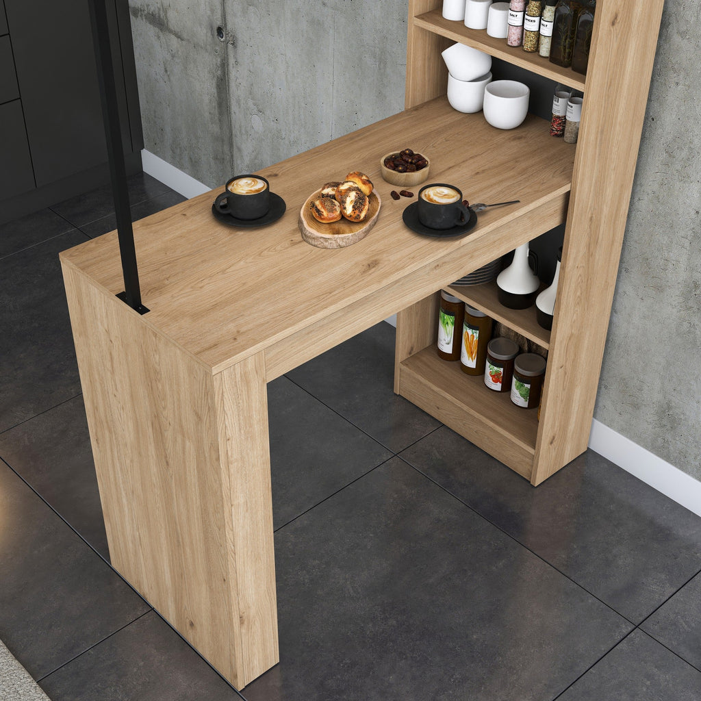 Mesa de Bar "Jane" com Estante - Nogueira e Preto - 120x198x55 cm - Design Moderno - A minha loja