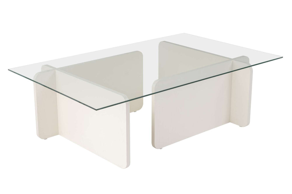 Mesa de Centro "Flavio" – Vidro Temperado e Branco, 105x65x30 cm, Design Moderno - A minha loja