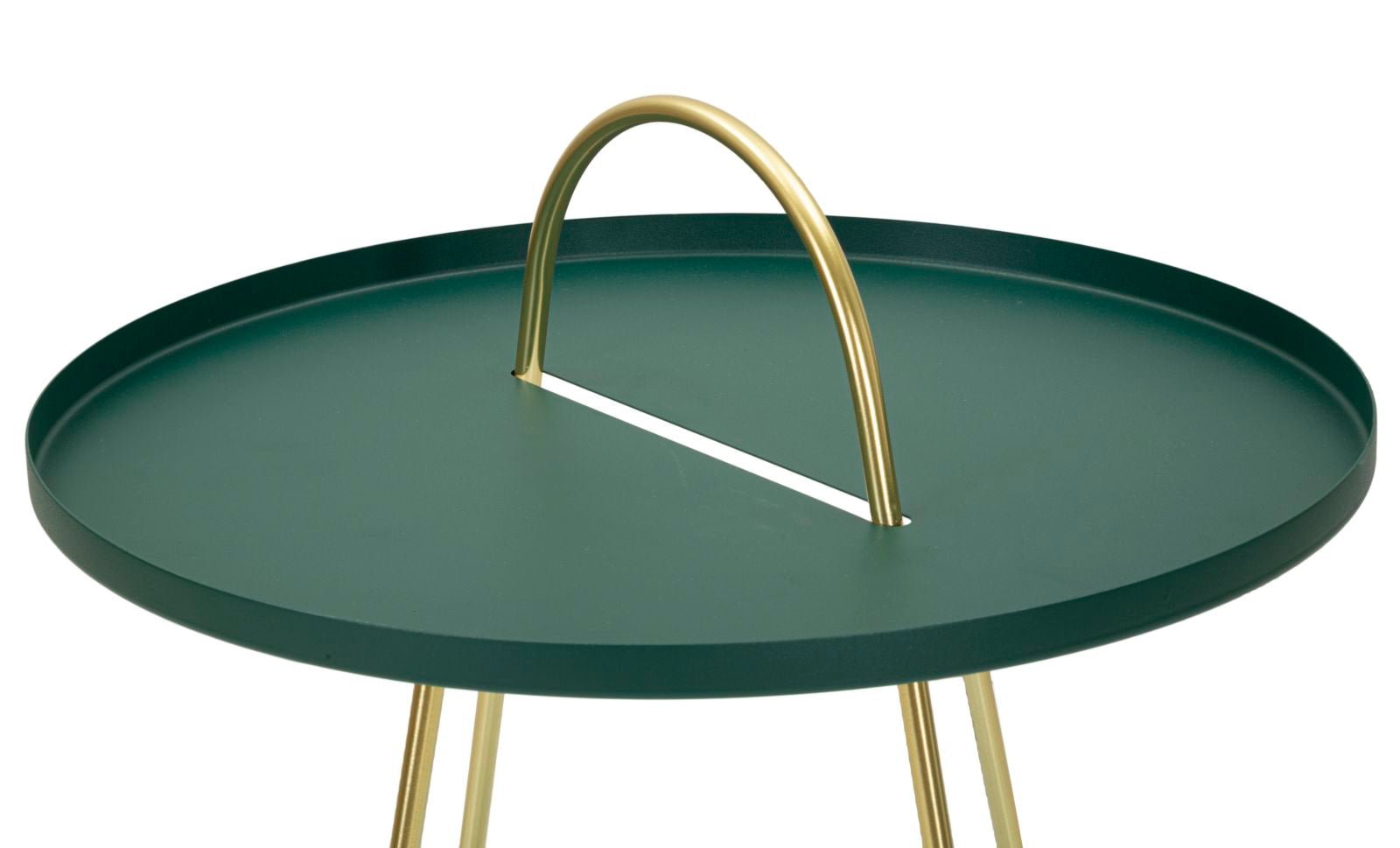 Mesa de Centro Greent - Metal Verde com Pernas Douradas - Ø 45 cm x 59 cm - A minha loja