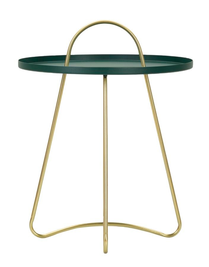 Mesa de Centro Greent - Metal Verde com Pernas Douradas - Ø 45 cm x 59 cm - A minha loja