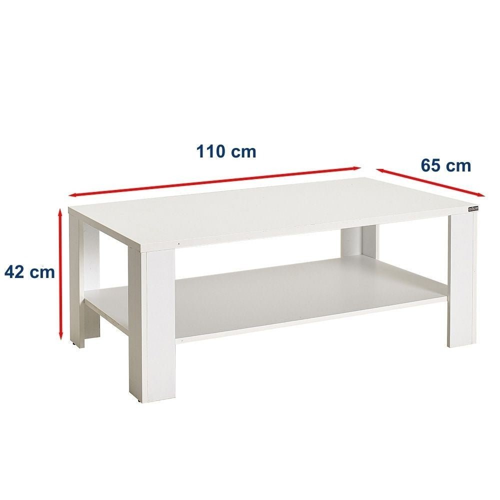 Mesa de Centro "Luz" - Branco Diamante - 110x42x65cm - Design Moderno - A minha loja