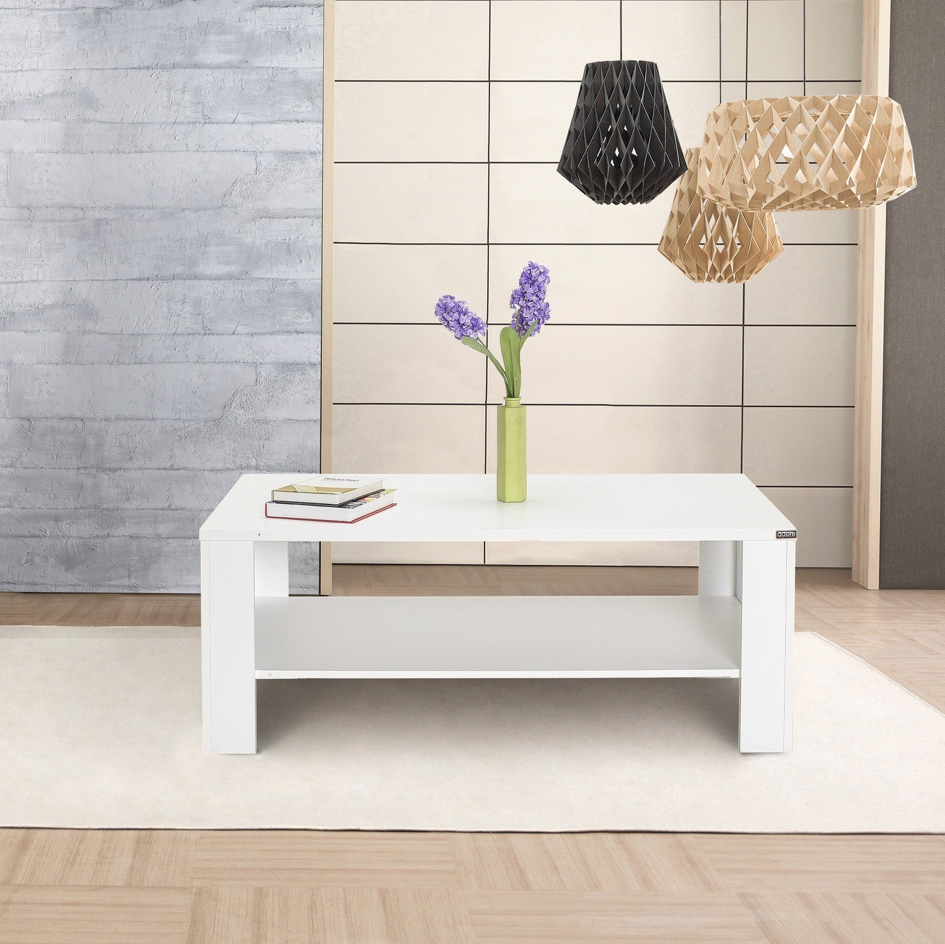 Mesa de Centro "Luz" - Branco Diamante - 110x42x65cm - Design Moderno - A minha loja