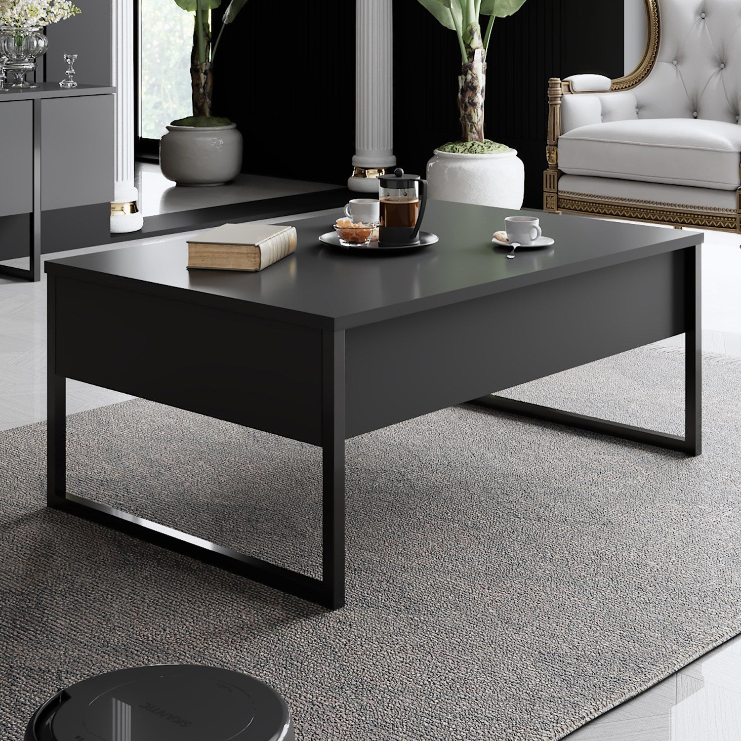 Mesa de Centro "Madrid" – Antracite e Preto - 90x60x40 cm – Design Moderno - A minha loja