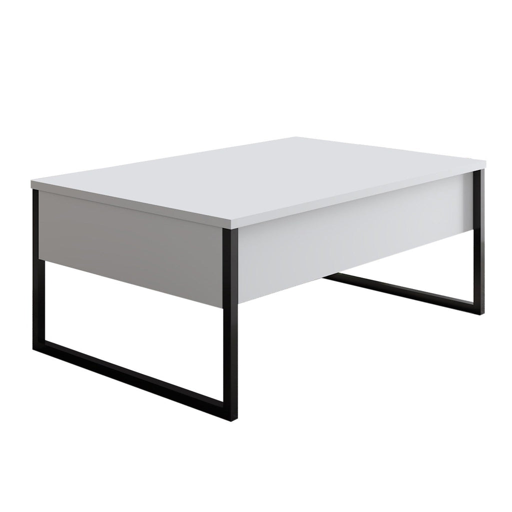 Mesa de Centro "Madrid" – Branco e Preto - 90x60x40 cm – Design Moderno - A minha loja