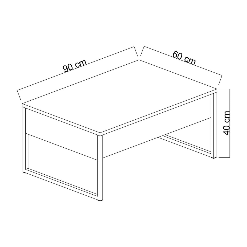 Mesa de Centro "Madrid" – Nogueira e Preto - 90x60x40 cm – Design Moderno - A minha loja