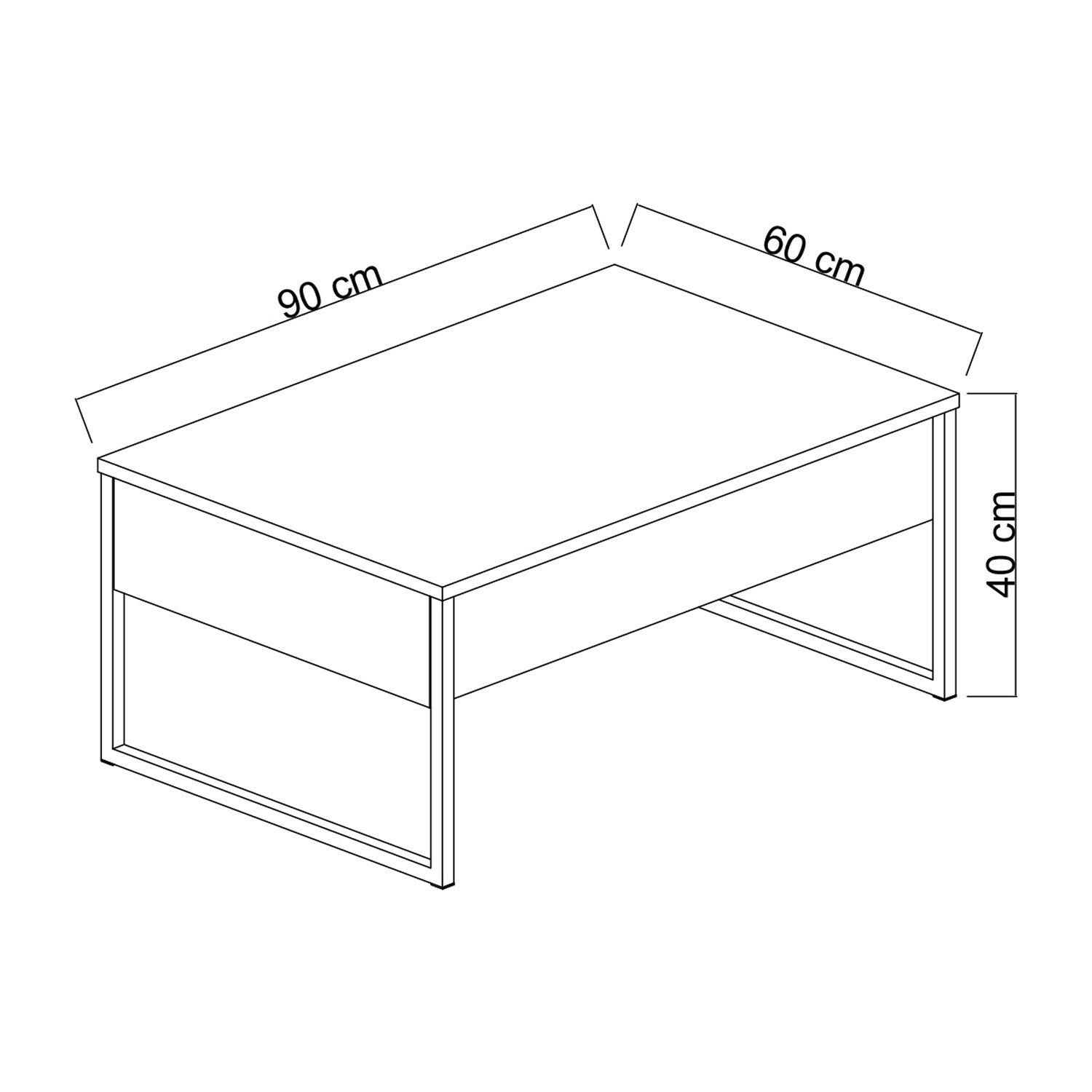 Mesa de Centro "Madrid" – Nogueira e Preto - 90x60x40 cm – Design Moderno - A minha loja