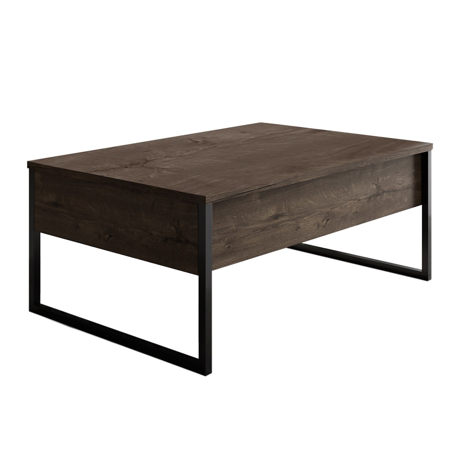 Mesa de Centro "Madrid" – Nogueira e Preto - 90x60x40 cm – Design Moderno - A minha loja