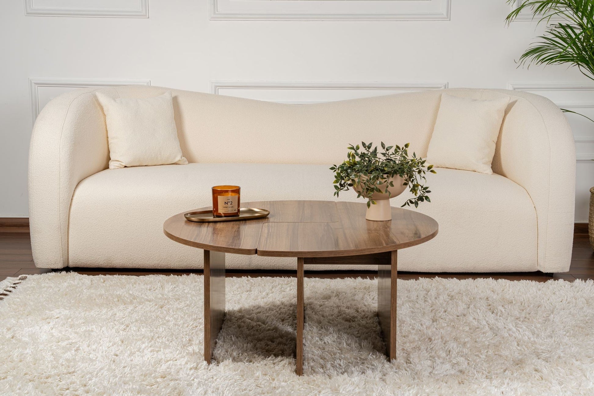 Mesa de Centro "Moira" – Nogueira, Ø90x41 cm, Design Rústico Moderno - A minha loja
