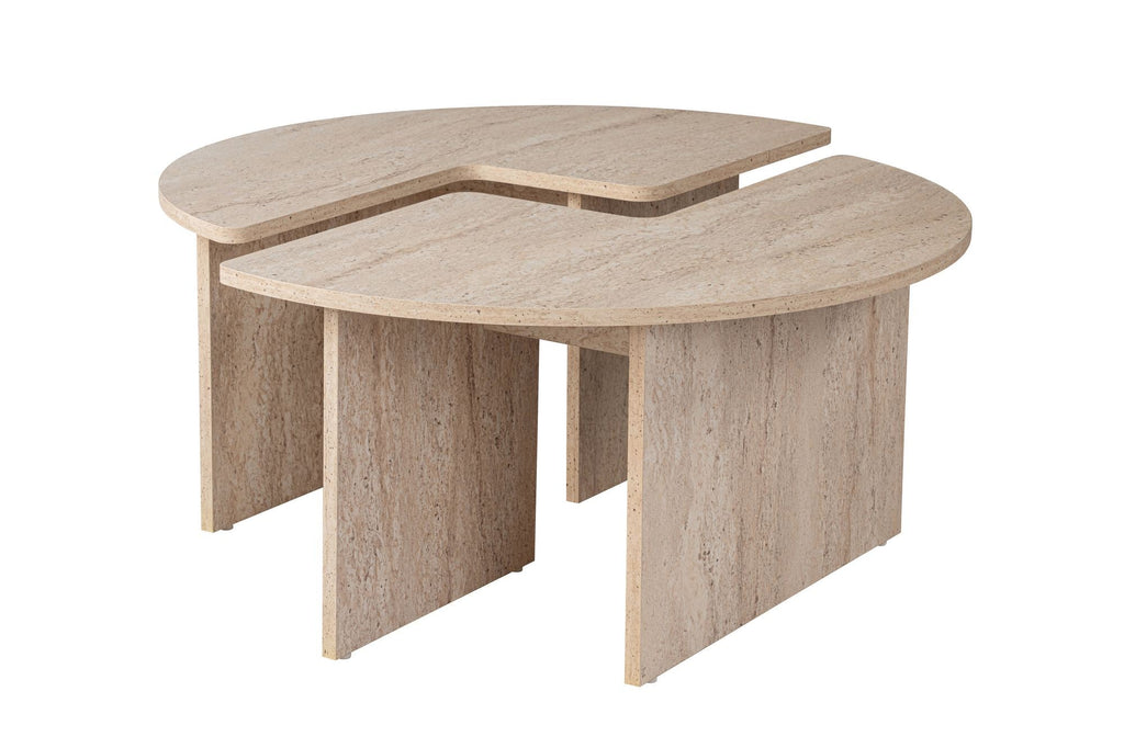Mesa de Centro "Moira" – Travertine, Ø90x41 cm, Design Rústico Moderno - A minha loja