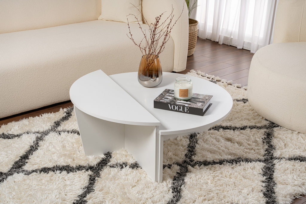 Mesa de Centro "Orion" – Branco, Conjunto Modular, 90x60x30 cm, Design Sofisticado - A minha loja