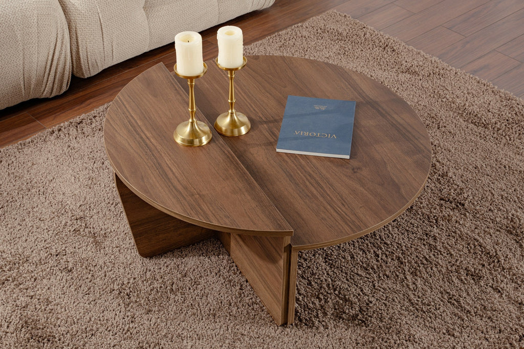 Mesa de Centro "Orion" – Nogueira, Conjunto Modular, 90x60x30 cm, Design Sofisticado - A minha loja