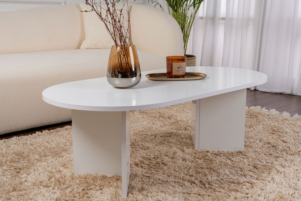 Mesa de Centro "Sable" – Branco, 105x65x40 cm, Design Acolhedor - A minha loja