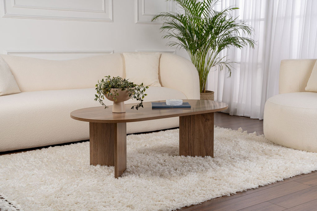 Mesa de Centro "Sable" – Nogueira, 105x65x40 cm, Design Acolhedor - A minha loja