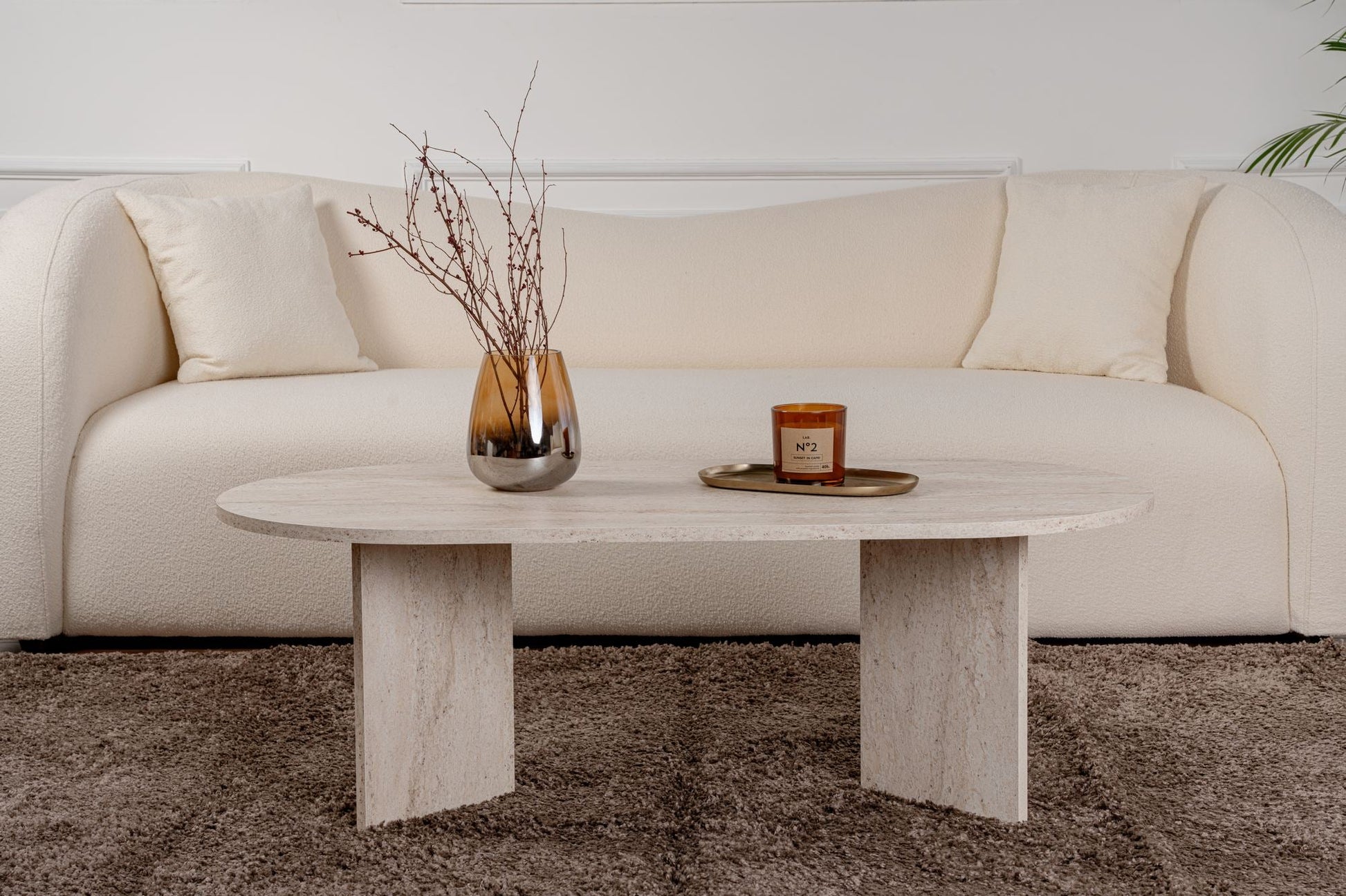Mesa de Centro "Sable" – Travertine , 105x65x40 cm, Design Acolhedor - A minha loja