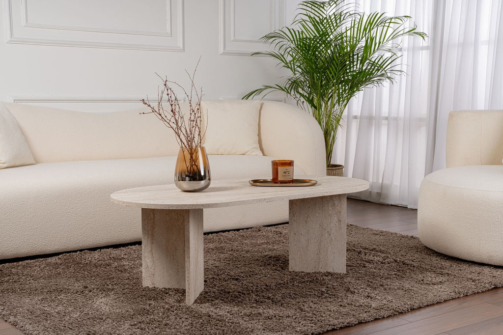 Mesa de Centro "Sable" – Travertine , 105x65x40 cm, Design Acolhedor - A minha loja