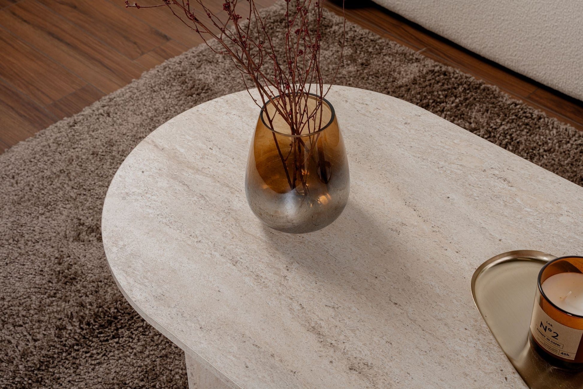 Mesa de Centro "Sable" – Travertine , 105x65x40 cm, Design Acolhedor - A minha loja