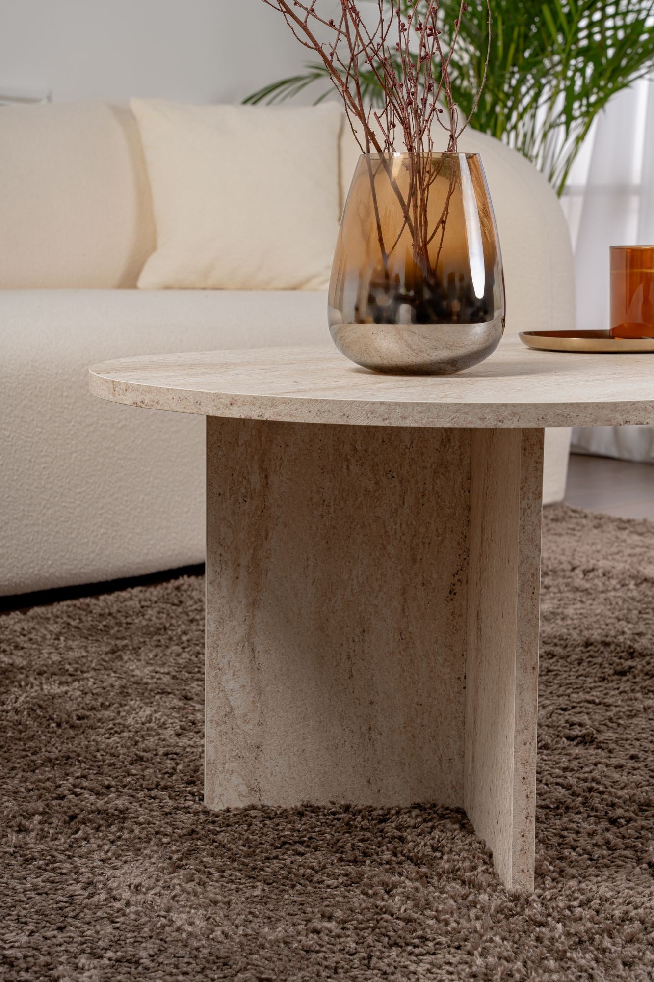 Mesa de Centro "Sable" – Travertine , 105x65x40 cm, Design Acolhedor - A minha loja