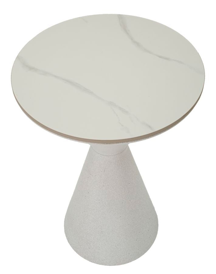 Mesa de Centro White Double - Base de Ferro e Topo Cerâmico Branco - Ø 44,5 cm x 63 cm - A minha loja