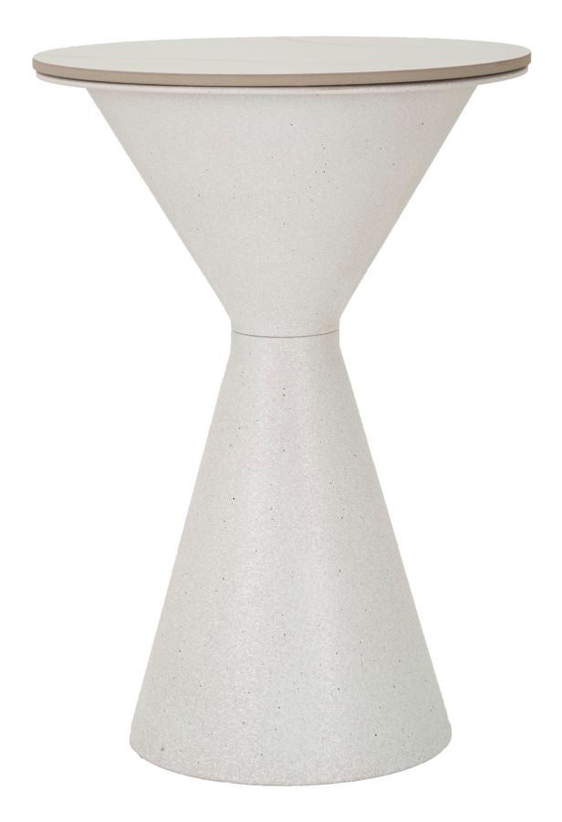 Mesa de Centro White Double - Base de Ferro e Topo Cerâmico Branco - Ø 44,5 cm x 63 cm - A minha loja