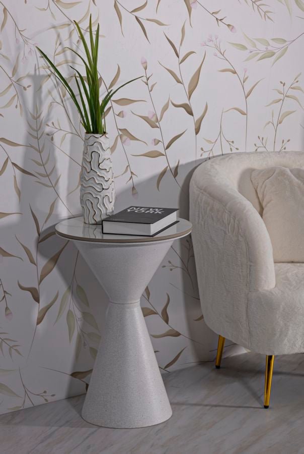 Mesa de Centro White Double - Base de Ferro e Topo Cerâmico Branco - Ø 44,5 cm x 63 cm - A minha loja