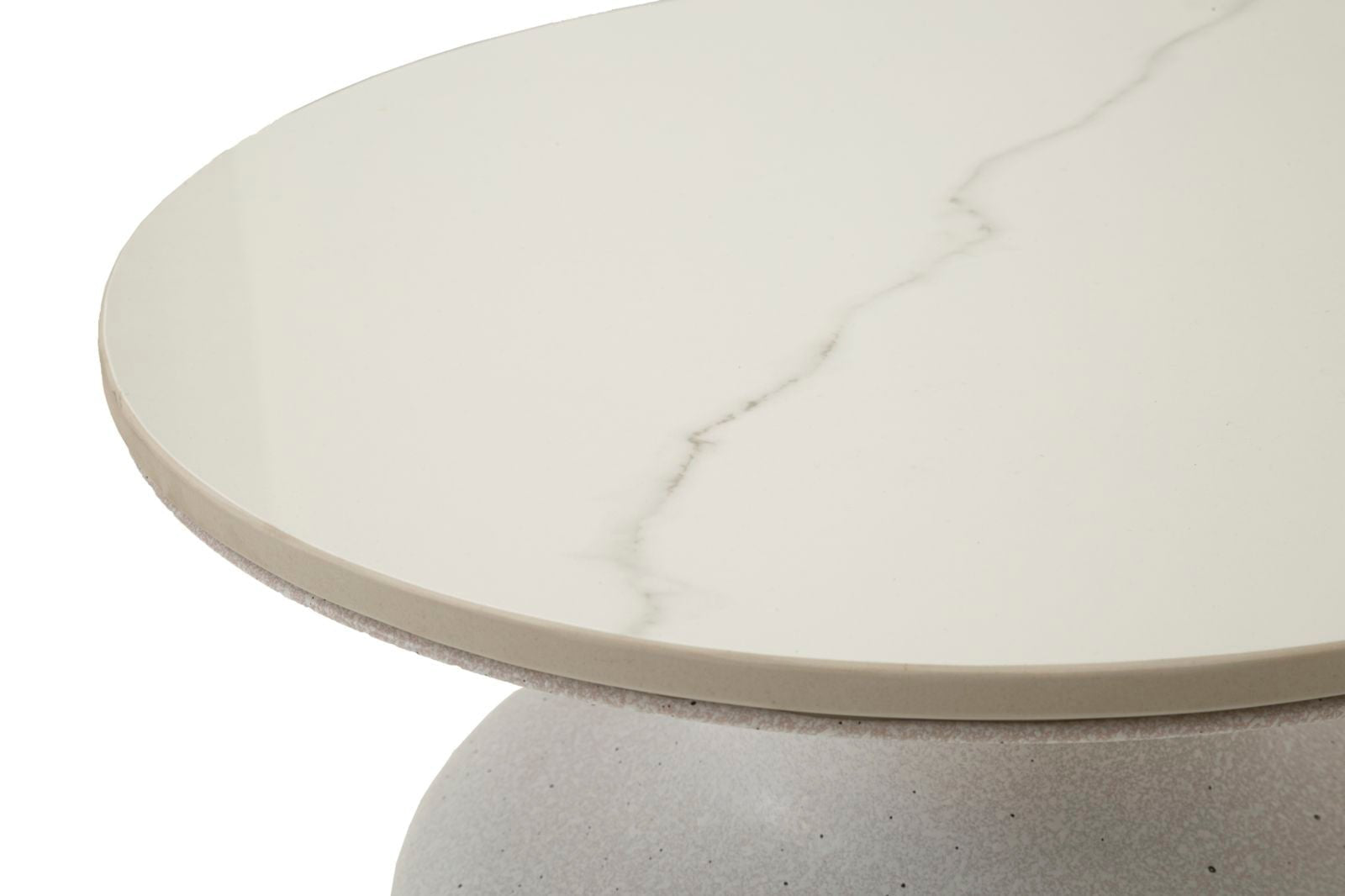 Mesa de Centro White Fush - Base de Ferro e Topo Cerâmico Branco - Ø 40 cm x 47 cm - A minha loja