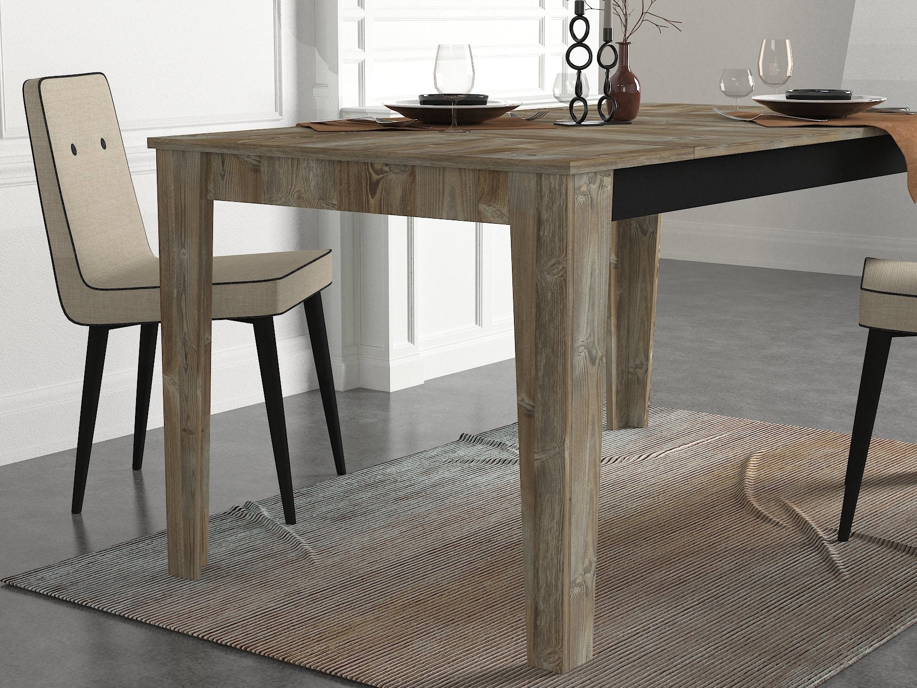 Mesa de Jantar "Costa" – 145x85x76.2 cm – Bege e Madeira – Design Rústico - A minha loja