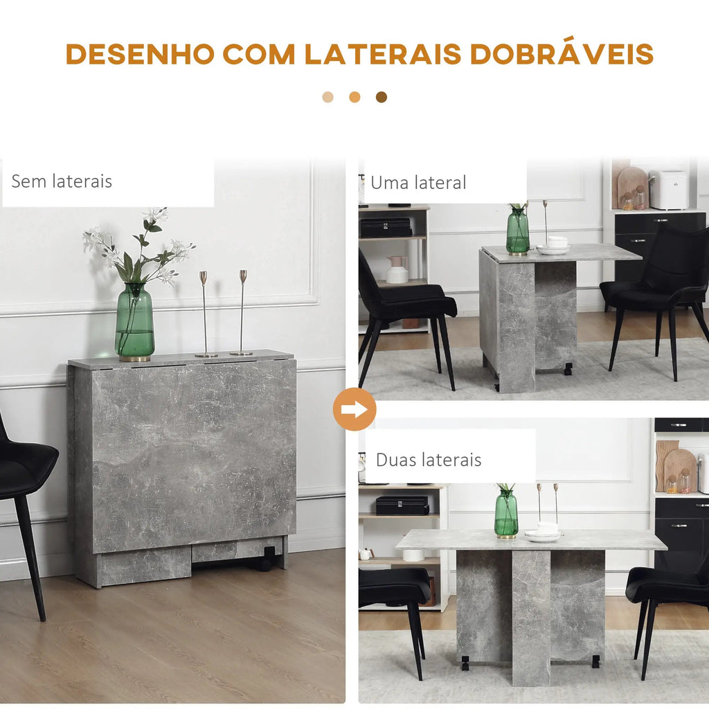 Mesa de Jantar Dobrável Atman - Cinza - 75x140x74 cm - Design Moderno - A minha loja