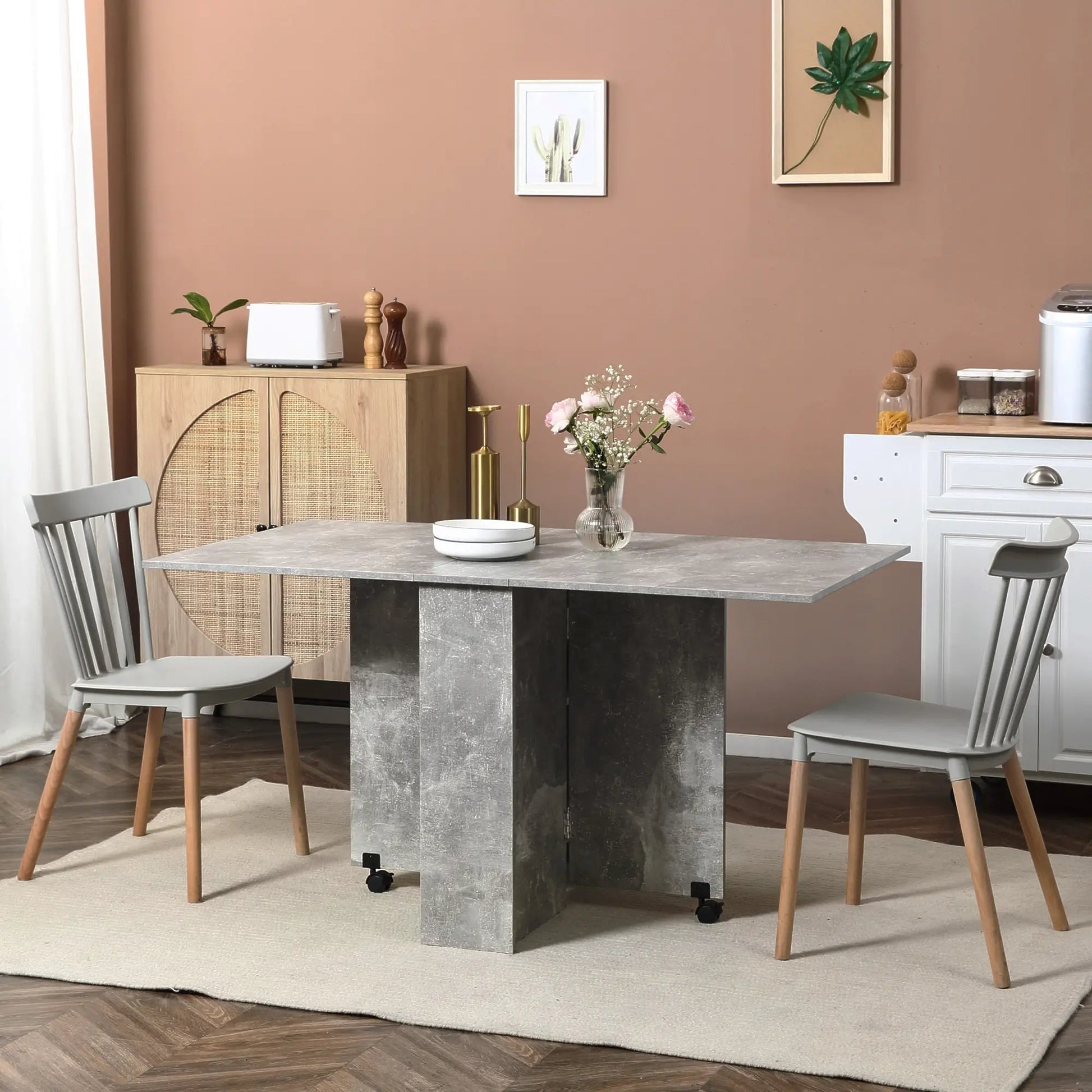 Mesa de Jantar Dobrável Atman - Cinza - 75x140x74 cm - Design Moderno - A minha loja